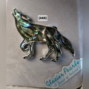 Abalone Wolf Brooch